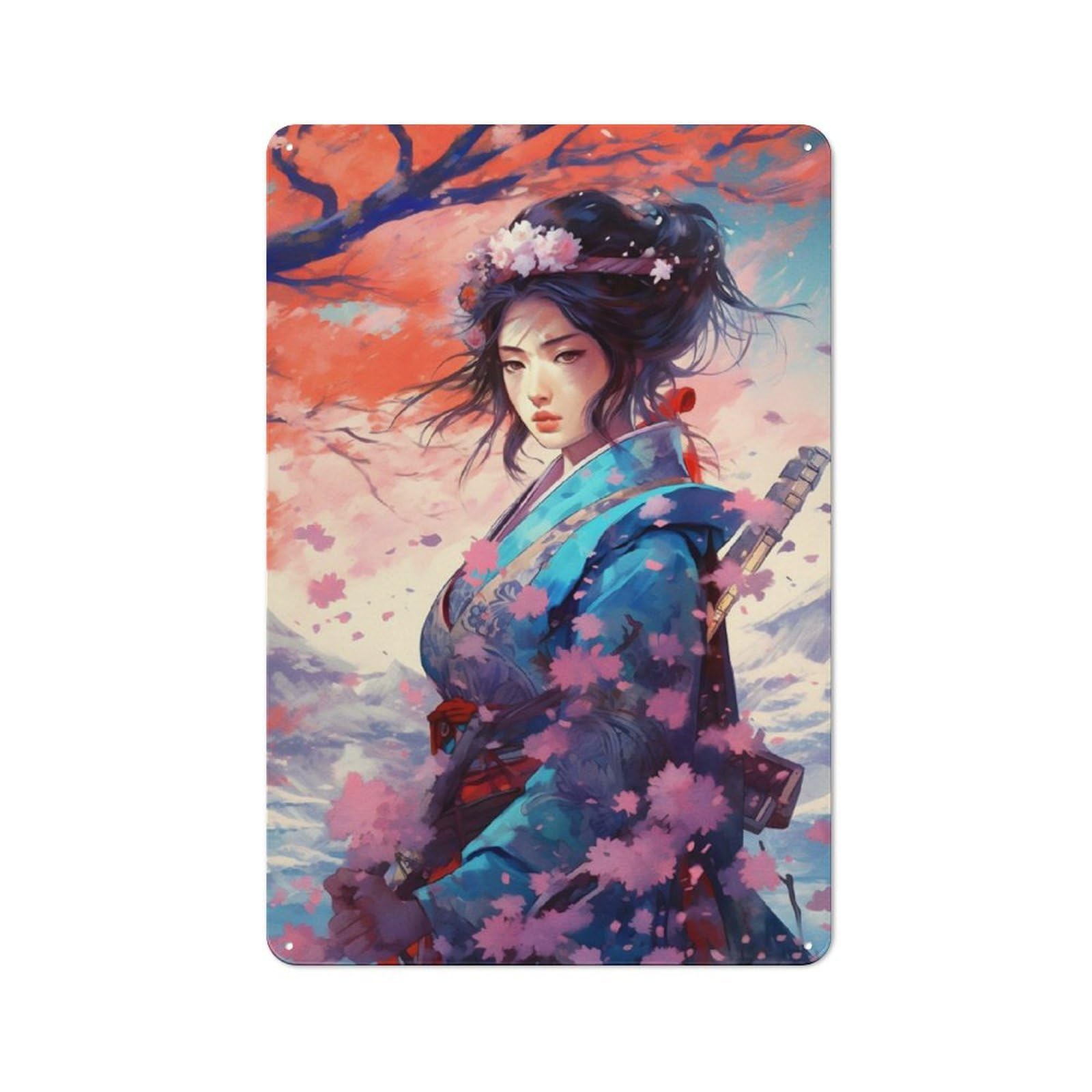 Junmoney Girls Japanese 2 Printed Metal Sign 30X20cm For Studio Or Craft Room, For Creative-Space Collectors