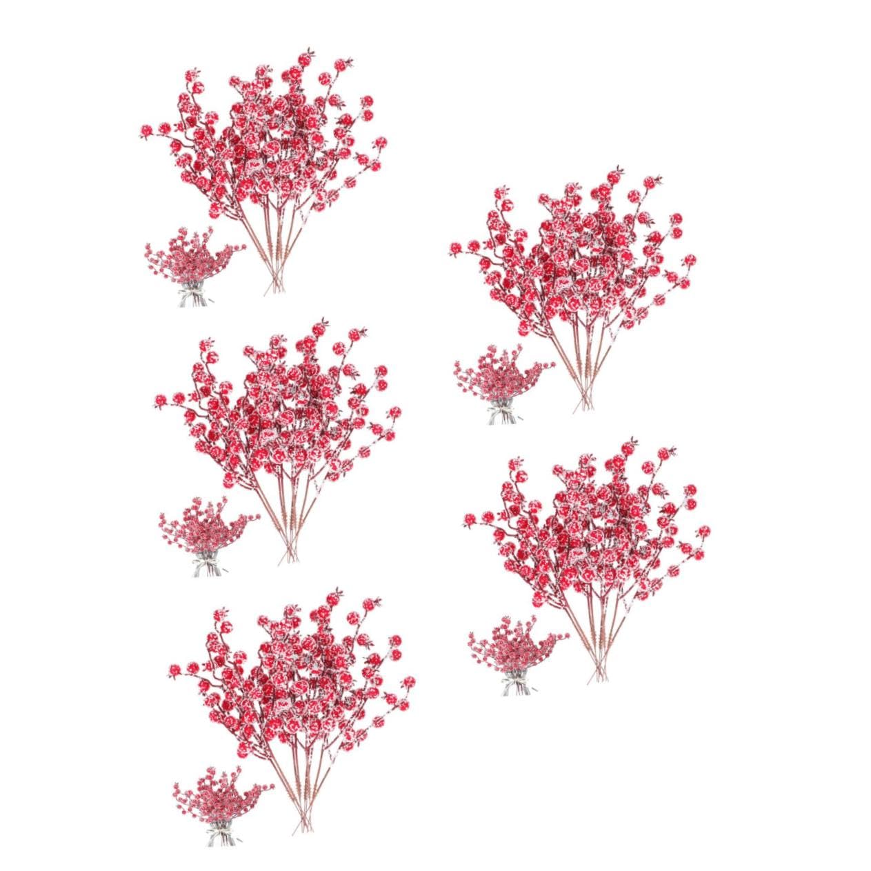 Garneck 50 Pezzi Decorazione Albero Di Natale Frutta Rossa Festa Bacche Di Natale Artificiali Bacche Rosse Di Natale Bacche Di Agrifoglio Bacche Artificiali Picks Decorazione Da Sera Para