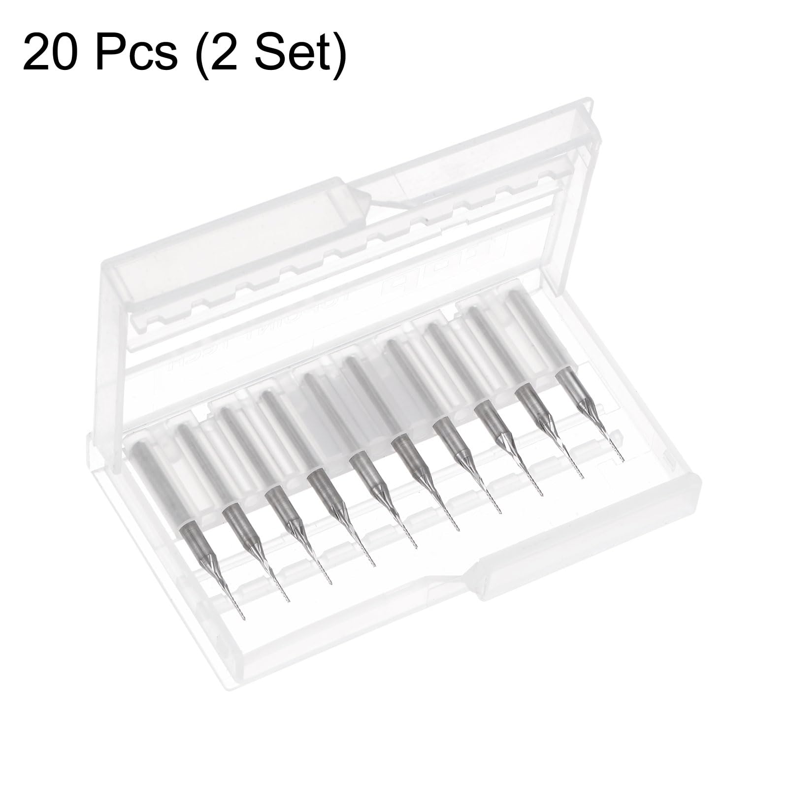 QUARKZMAN 20Pcs Embouts de Fraise 0,6 mm en Carbure de Tungstène pour Fraiseuse Cnc, Outils de Gravure pour Circuit Imprimé, Machine de Fraisage Du Bois, Queue Droite de 1/8 Pouce