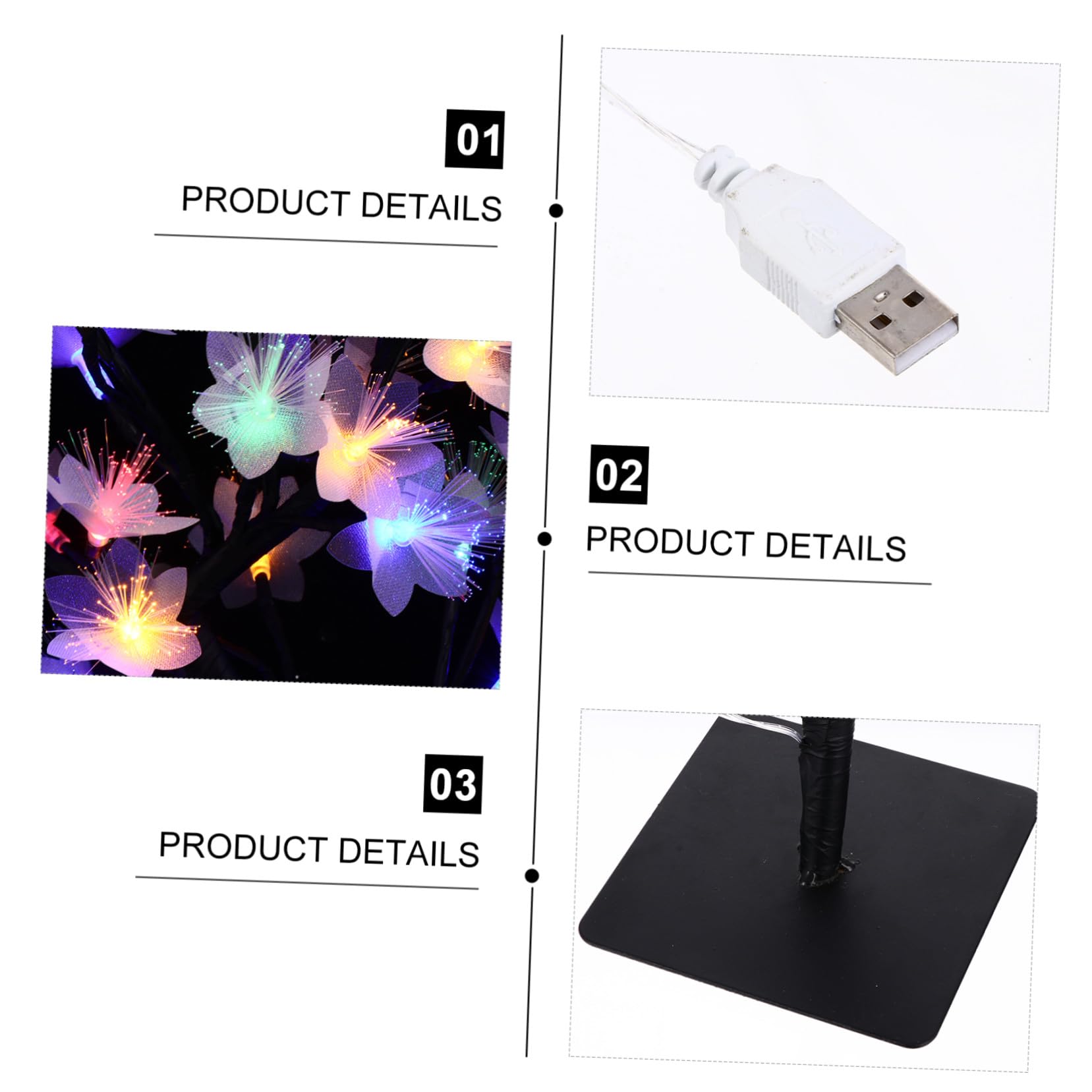Toyvian Künstliche Baumlampe 1stück Kunststoff, Farbwechselnd, USB Ladung