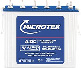 Microtek Dura Strong M2503624TT | 250Ah Tall Tubular Inverter Battery with Advanced Dura Core Technology for Longer Battery Life with 60 Months of Warranty Suitable for Home, Office & Shops
