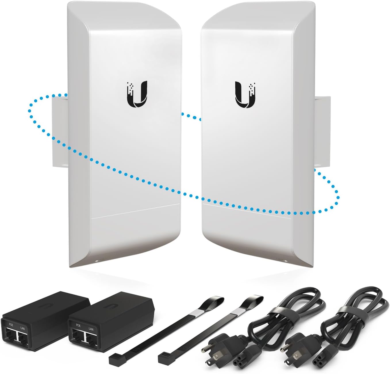 Wireless Bridge LOCOM5 Pre-Configured Bundle of 2, Point to Point Wi-Fi Bridge Outdoor, Plug and Play 150+ Mbps, 5 GHz, 15+ km Link Range (2 Pack)