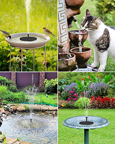 Image of POPOSOAP Solar Fountain Pump, 6W Outdoor Solar Water Fountain Pump for Bird Bath with 4ft Tubing & 5 Nozzles, DIY Solar Powered Water Pump for Garden, Ponds, Pool and Fish Tank