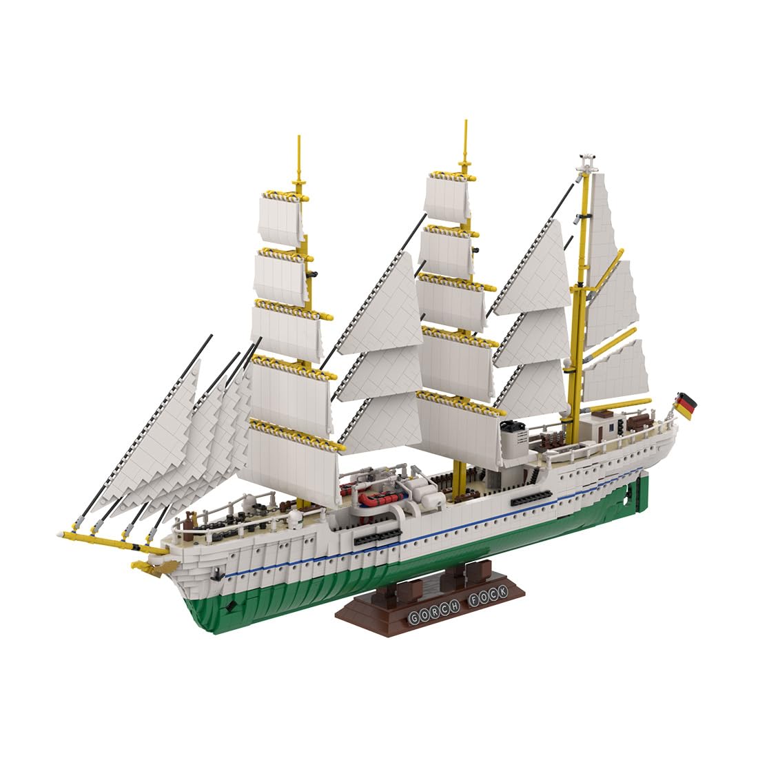 Gorch Fock - Set di mattoncini da costruzione vintage della marina tedesca, modello da collezione, per costruire ed esporre giocattoli per regali di Natale e compleanno (7599 pezzi)