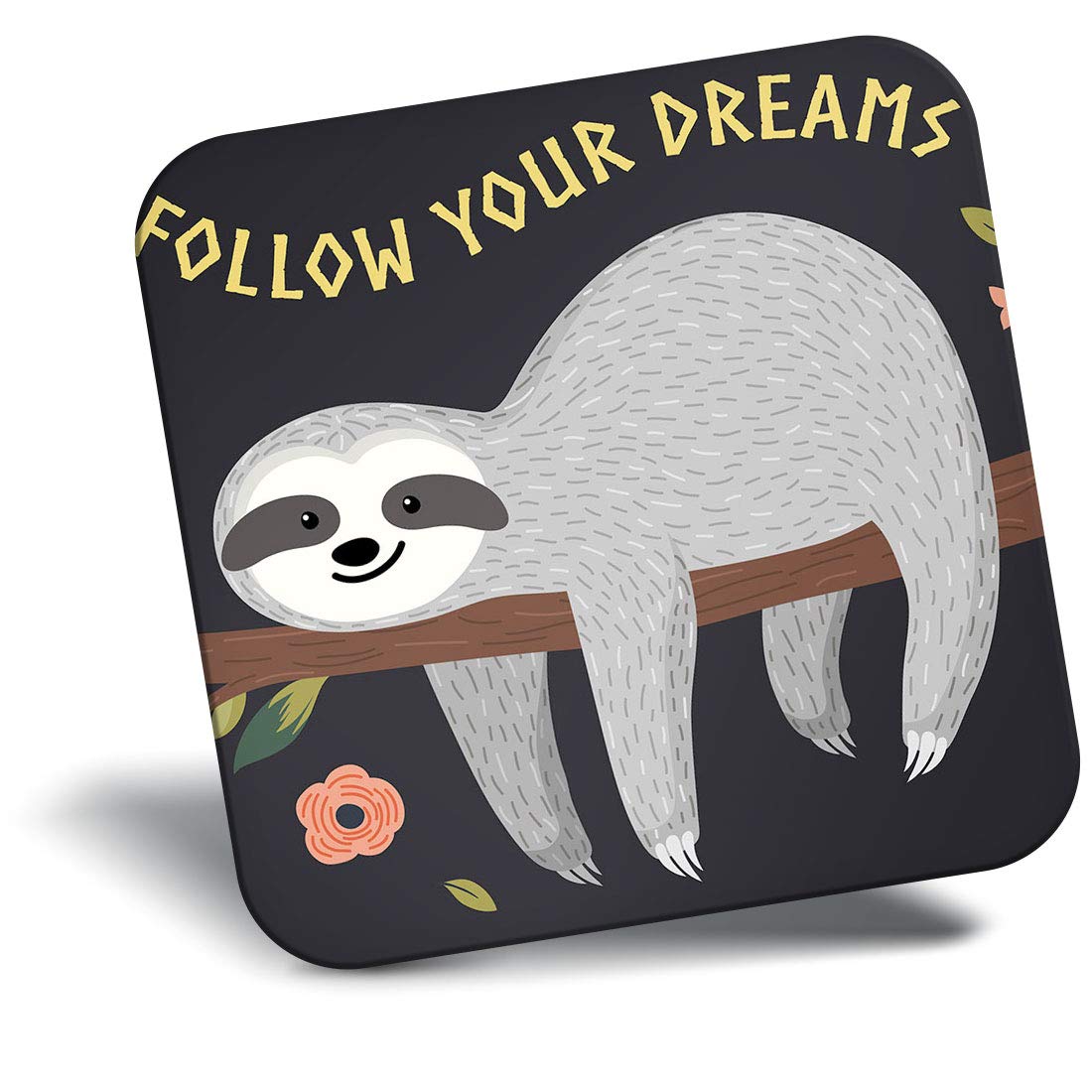Destination Vinyl Ltd Multicolor Fridge Magnet - Lazy Sloth Follow Your Dreams 13267