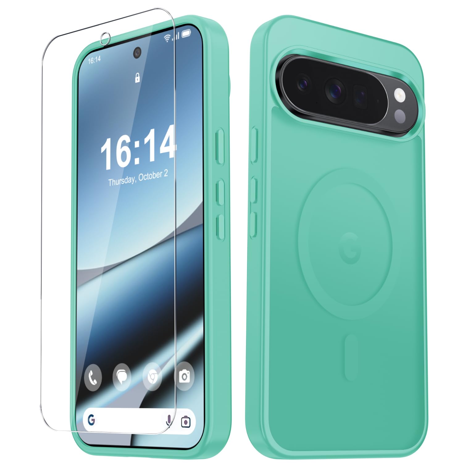 for Google Pixel 10 Pro XL Case, Matte Magnetic Cover, Teal | Fit for MagSafe, Screen Protector included, Shockproof Military Grade Protection, Translucent Frosted Back