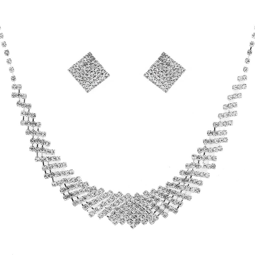 Yellow Chimes Crystal Jewellery Set for Women Crystal Jewelry Set Silver Plated Choker Necklace Set with Earrings for Women and Girls (B09NVZ27VV) Amazon Price History, Amazon Price Tracker