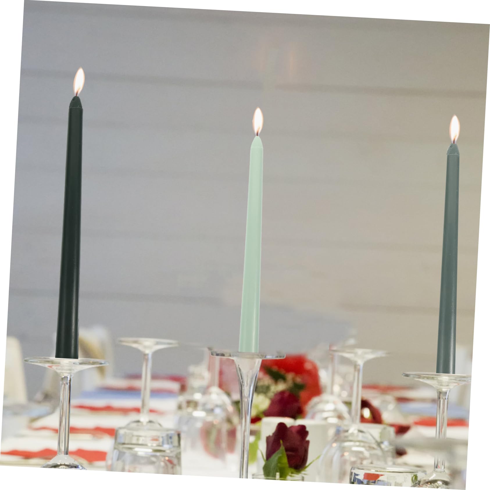 Candela a Palo lungo Profumata, Set da 4 Candele Coniche Verdi Sfumate, Materiale Sicuro, Decorazione Romantica per Matrimoni e Elegante
