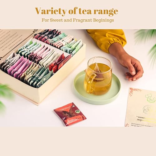 Miniatura 3 de The Vedas Book Of Tea - Juego de regalo  Bolsas de té surtidas  12 mezclas de té de hierbas exóticas en bolsas de té de algodón hechas a mano y