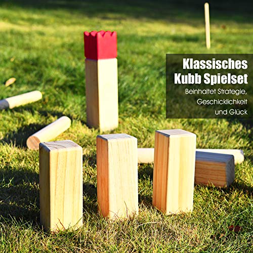 COSTWAY 21 TLG. Kubb Spiel Wickingerschach Holz Familie Game Holzspiel Outdoor Spiel, Wurfspiel für Kinder und… – Bild 7