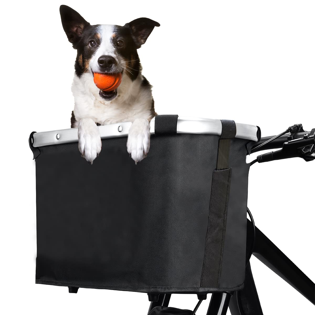 Bike Front Carrier Basket Waterproof Bicycle Handlebar Front Basket Removable Small Pet Cat Dog Carrier Quick Release Detachable Cycling Bag Canvas Basket for Outdoor Mountain Picnic Shopping Camping