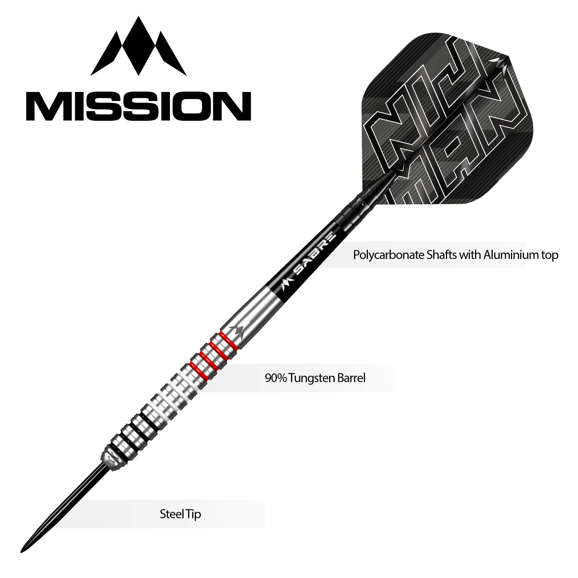 Mission Darts Wessel Nijman rzutki | stalowa końcówka, naturalne, 95% wolfram, dostępne w wielu wzorach