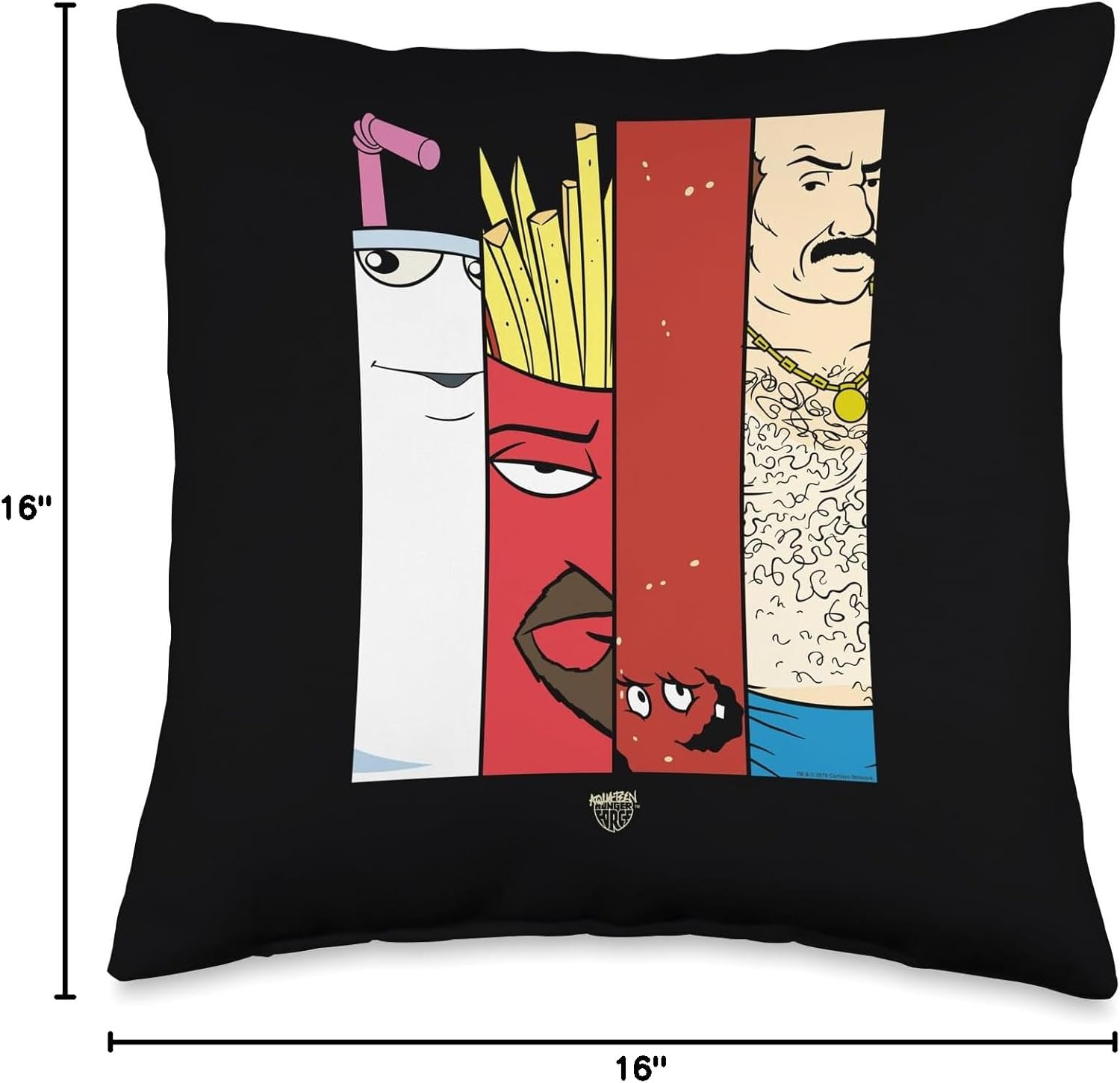 Aqua Teen Hunger Force Group Tiles Dark Throw Pillow