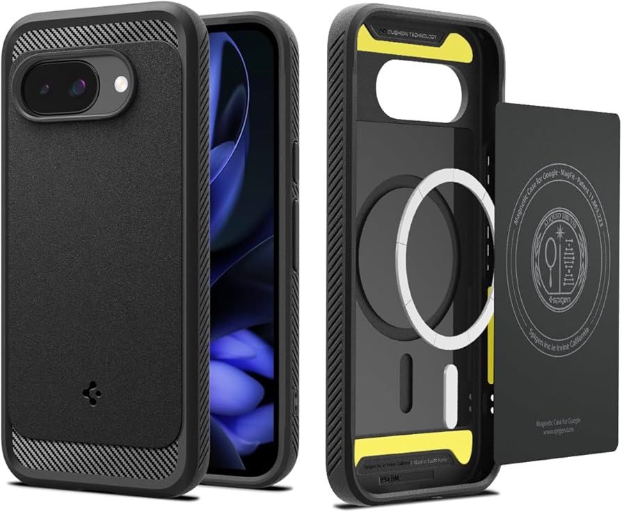 Google Pixel 9a Obsidian 本体 spigenケース付き Amazon.com: Spigen for Pixel 9a Case, Rugged Armor MagFit (2025