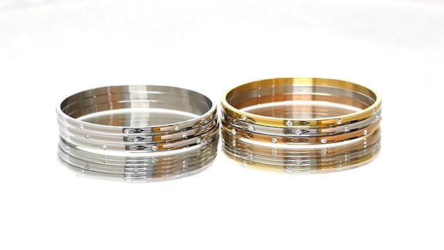 Amazon.com: Edforce Stainless Steel Women's Stackable Set of 3 CZ