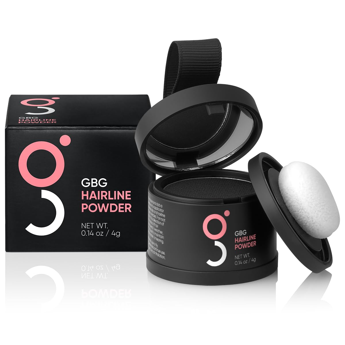 GBG Hairline Powder, Black - 48-Hour Coverage Root Touch Up Powder for Bald Spots, Instant Hair Loss Concealer & Brightening Highlights - Hair Fillers for Thinning Hair for Women & Men, 4g
