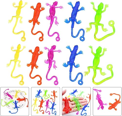 Miniatura 3 de STOBOK Lagarto pegajoso, 24 piezas de juguetes pegajosos divertidos de lagarto de manos pegajosas, figuras de lagarto de gecko, juguetes elásticos