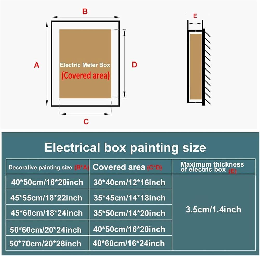 Scatole per Contatori Elettrici, Verniciatura Decorativa, Sezione di Copertura del Contatore, Punzonatura Libera, Scatole di Distribuzione Elettrica per Soggiorno di Ristoranti,01,55x70cm