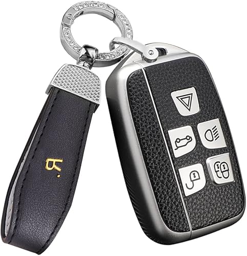 ontto Funda de cuero con textura para llavero Range Rover Smart Remote Key Case TPU Protección completa para Land Rover Evoque Freelander Discovery