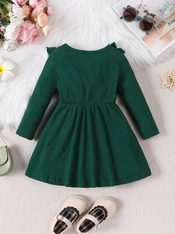 Image of Niren Enterprise Green Siskin Button Front Baby Girl Frock