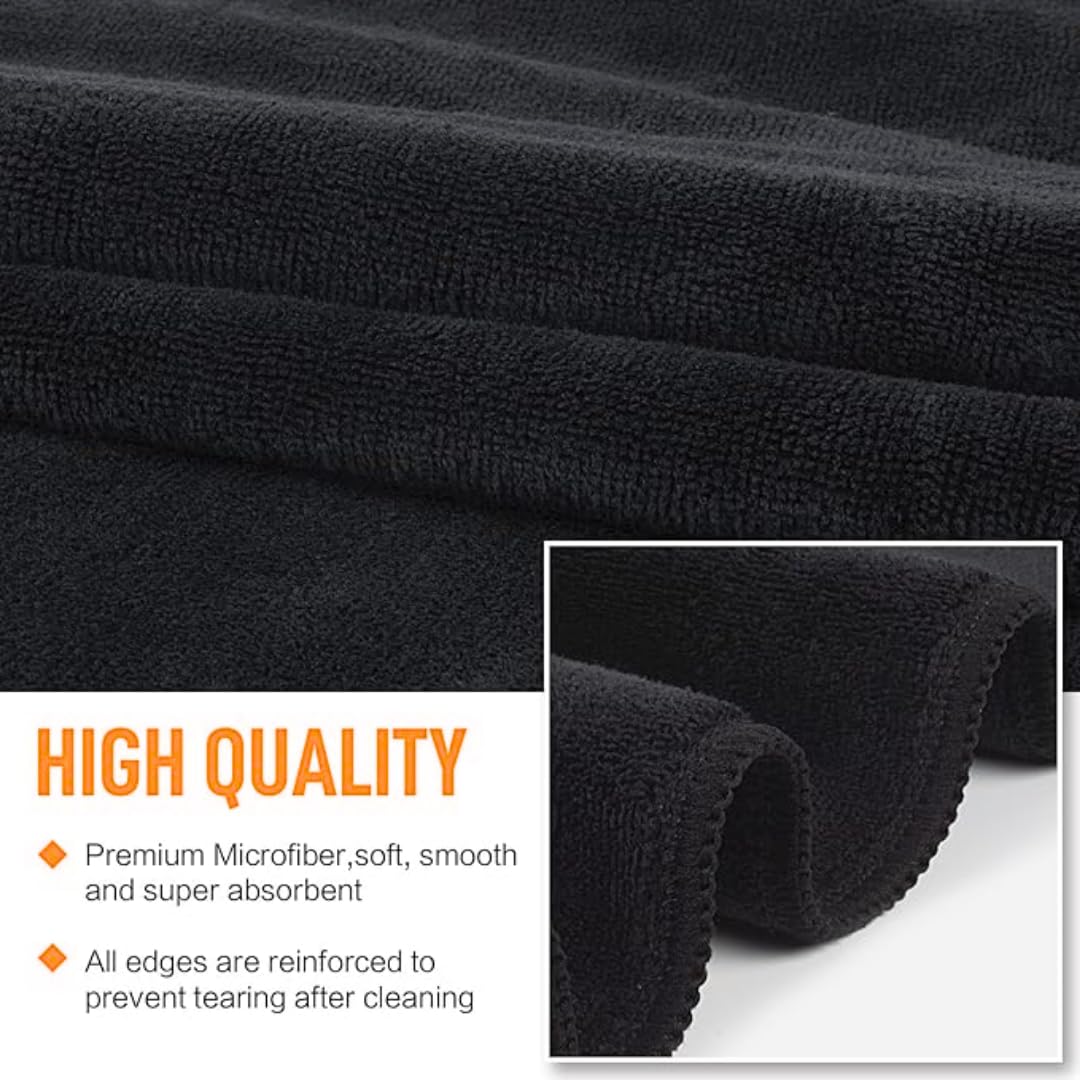 Microshine Microfiber Sports Towels (3-Pack) - Quick Drying, Ultra Absorbent, Lightweight Gym Towels for Workout, Fitness, Yoga, Travel - Black 2