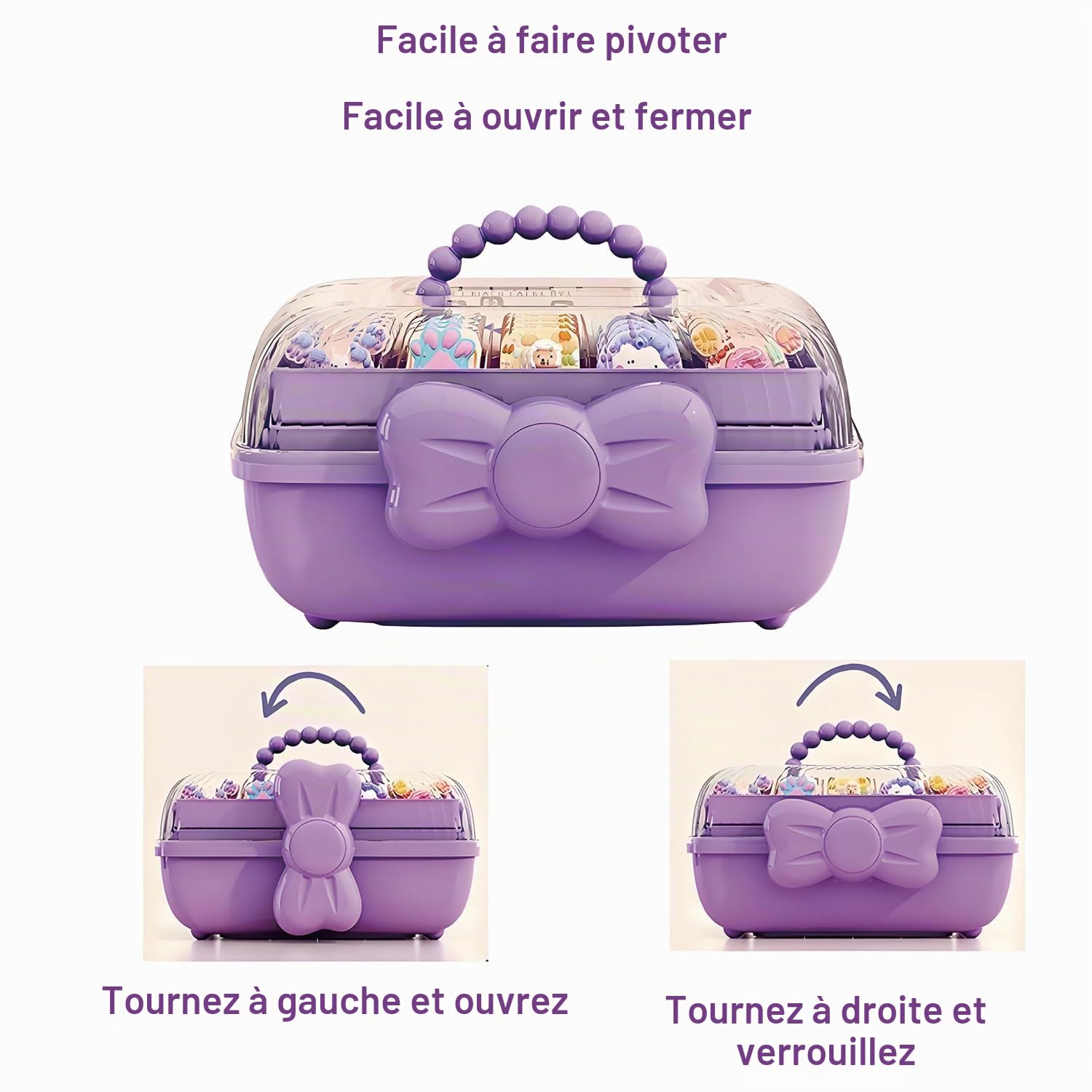 Boîte De Stockage Pour Artisanat, Organisateur D'Accessoires Pour Cheveux, Jolie Boîte à Bijoux Pour Fille, Boîte De Rangement Pour Accessoires De Cheveux, pour Accessoires De Cheveux (violet)