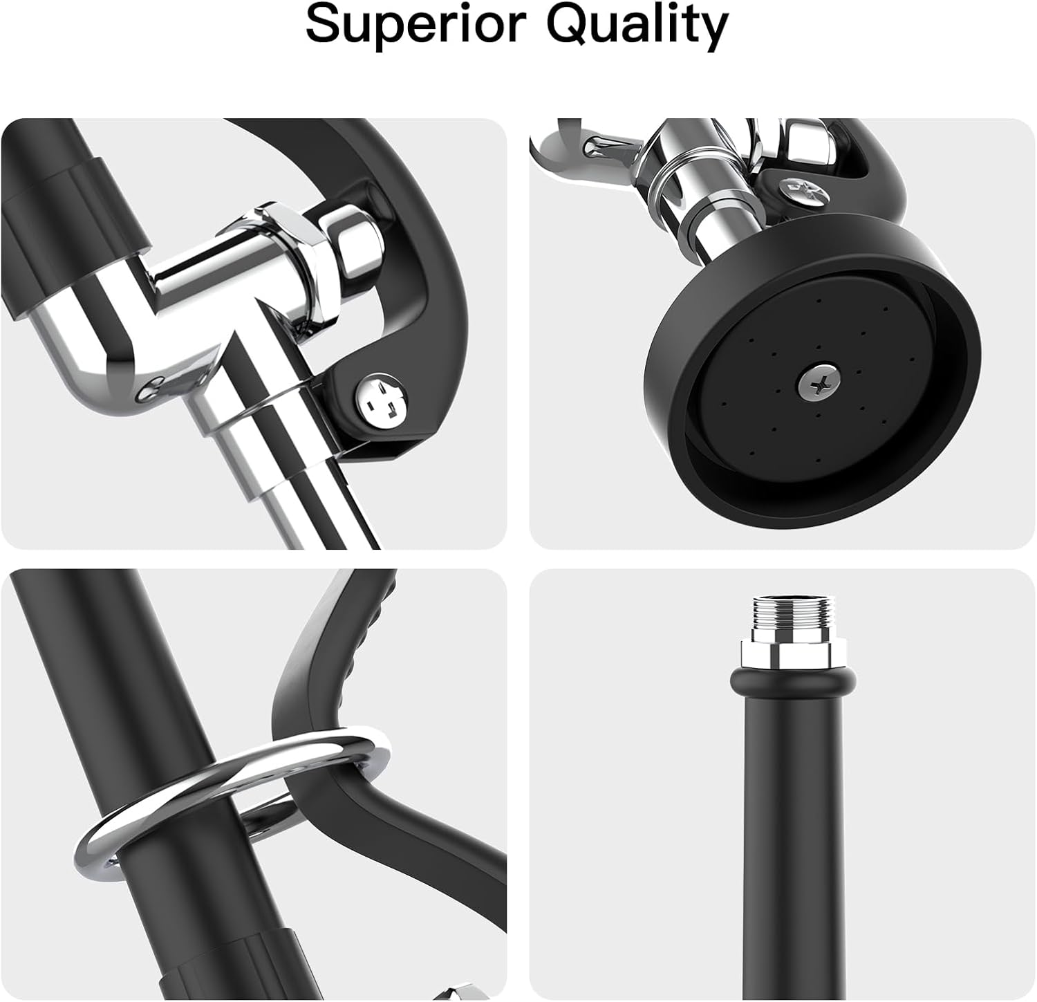 CWM Commercial Sink Sprayer with 45” Flexble Stainless Steel Hose, 1.42 GPM Pre Rinse Spray Valve with Ergonomic Handle, Commercial Kitchen Faucet Parts,Dish Sprayer for Restaurants (Black)