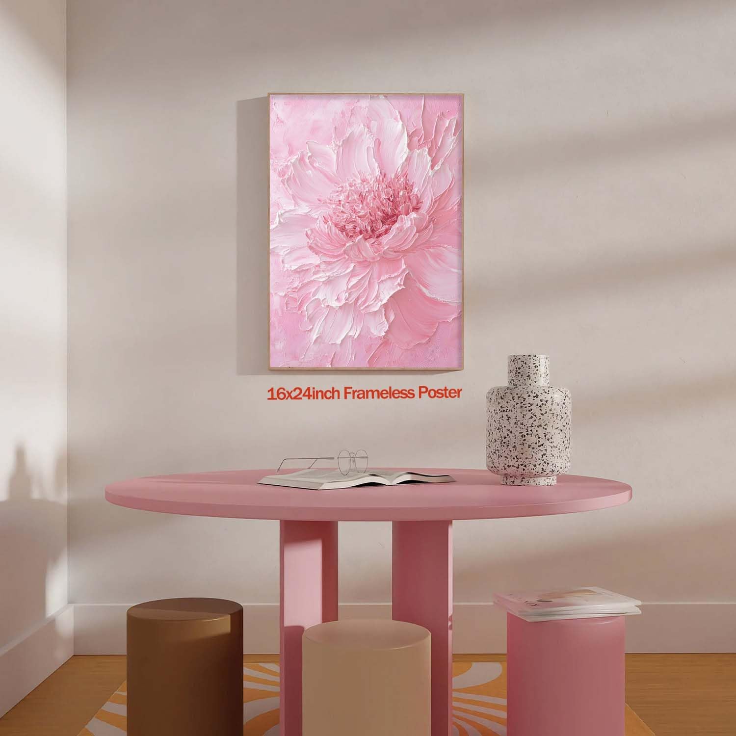 Pink Peonies Floral Canvas Wall Art for Bedroom Pink and White Abstract Pictures Flower Texture Painting Peony Flower Canvas Pictures Texture Floral Art Prints Modern Abstract Artwork 16x24in No Frame - Image 7