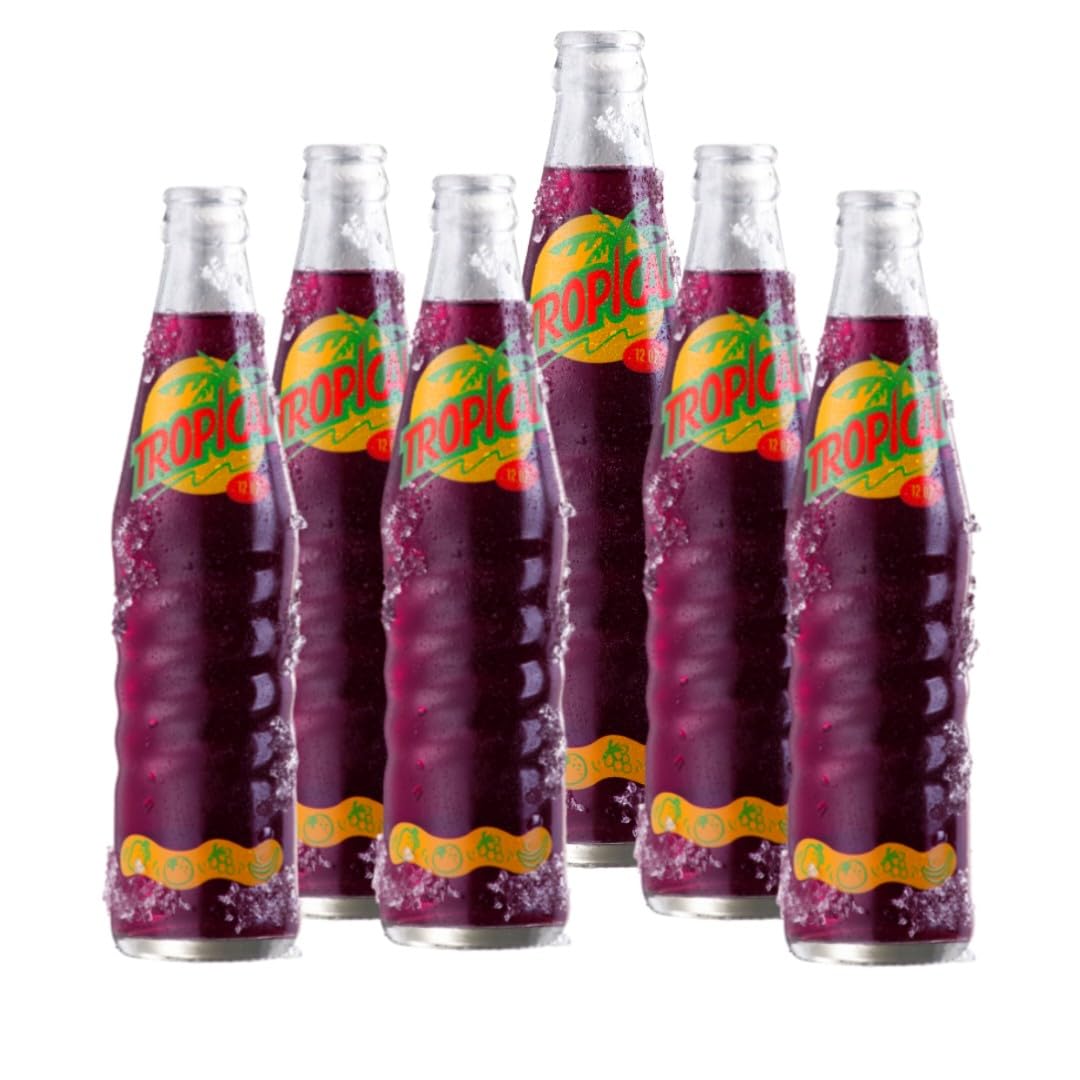 Latin American Crafts Tropical Soda Six-Pack Banana (Bananita) or Grape (Uva) 12oz each (355ml) Carbonated Drink 0% Juice- Honduras' Favorite Soda | A perfect drink for any time (12oz (355ml), Grape)