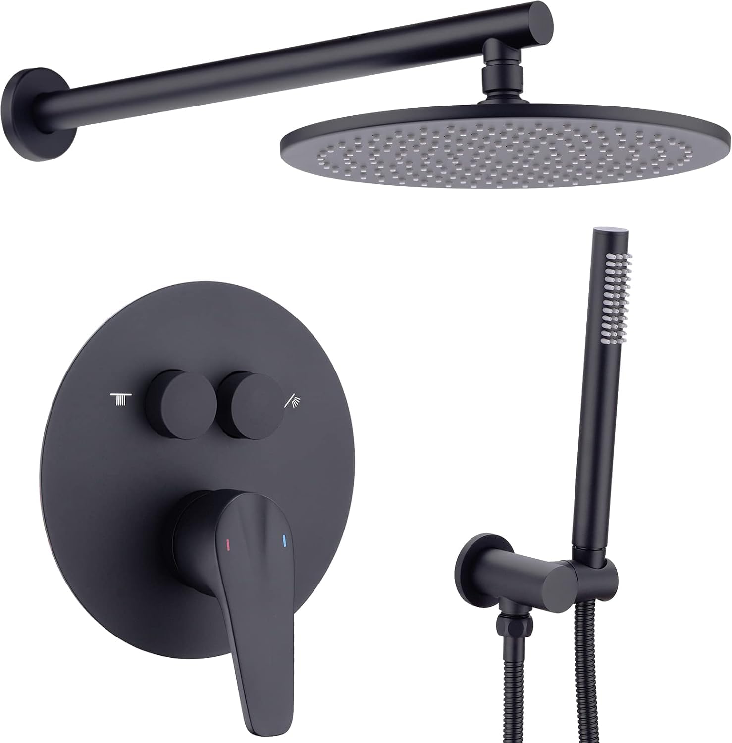 Système de douche anti-brûlure à pression équilibrée et douchette noire polyvalente