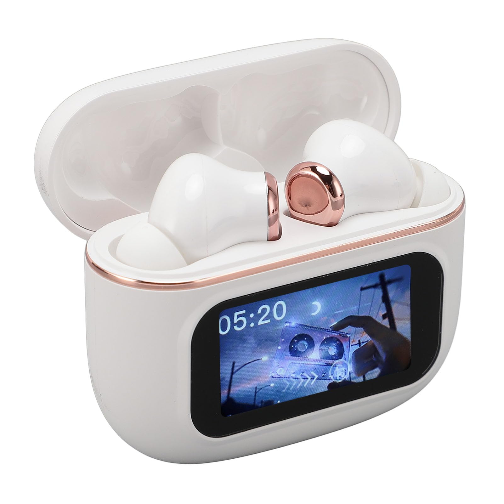 Pongnas Auricolari Wireless Avanzati con Display Touch LCD a Colori e Tecnologia ANC per la Riduzione del Rumore, per la comodità della Quotidiana, Batteria Integrata per Viaggi