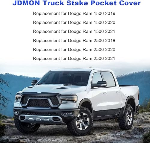 Miniatura 2 de JDMON Repuesto para cubierta de bolsillo de estaca Dodge Ram 1500 2500 2019 2020 2021 cubierta de bolsillo de estaca para riel de caja de camión, 2