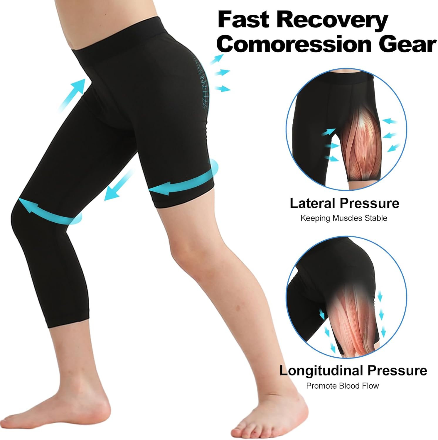 2 Pack Compression Pants Boys Youth Leggings One Leg Compression Tights for Basketball Sports Athletic Base Layer - Image 2