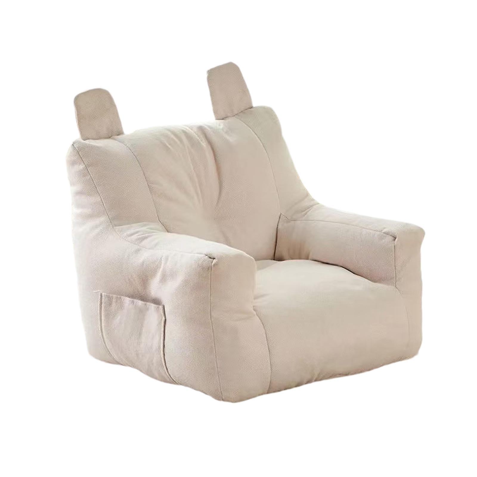 Kids Bean Bag Chair Comfortable Indoor Decoration Lazy Sofa with Side Pocket White 45x45x35cm|Sofas|Kids' Furniture|Furniture-image-33