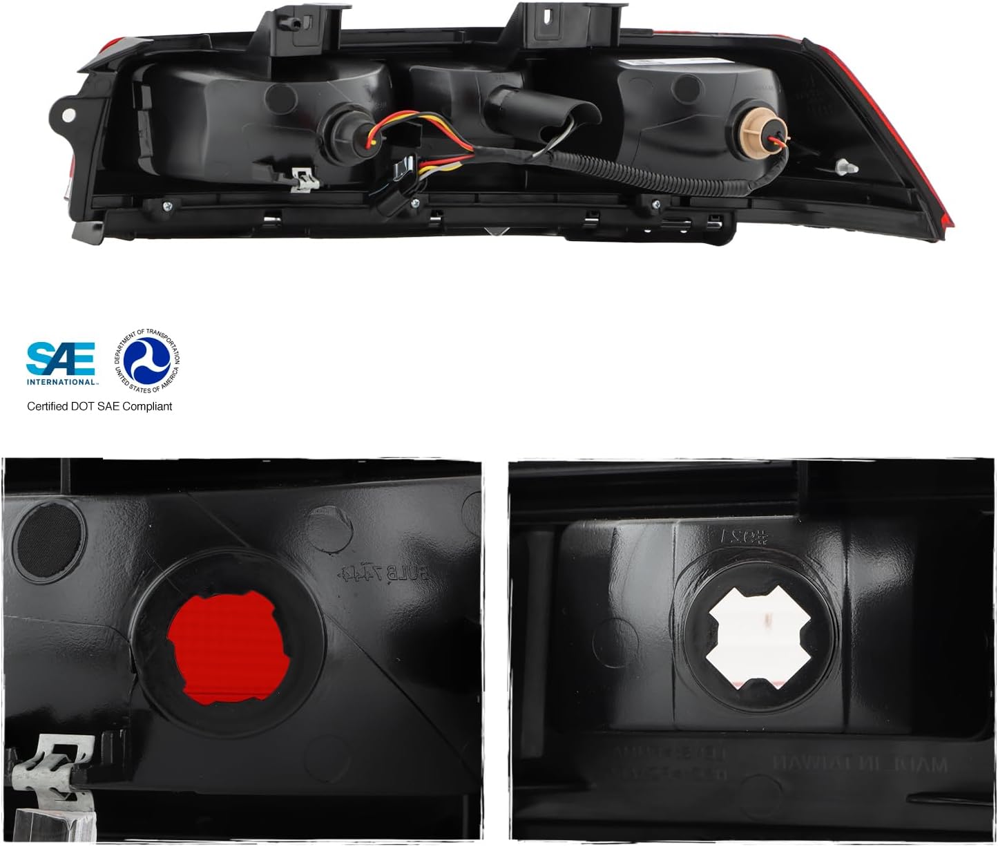 AKKON - Fits 2014-2015 Chevy Camaro [Incandescent Model] Chrome Red Tail Light Brake Lamp Driver Left Side Replacement