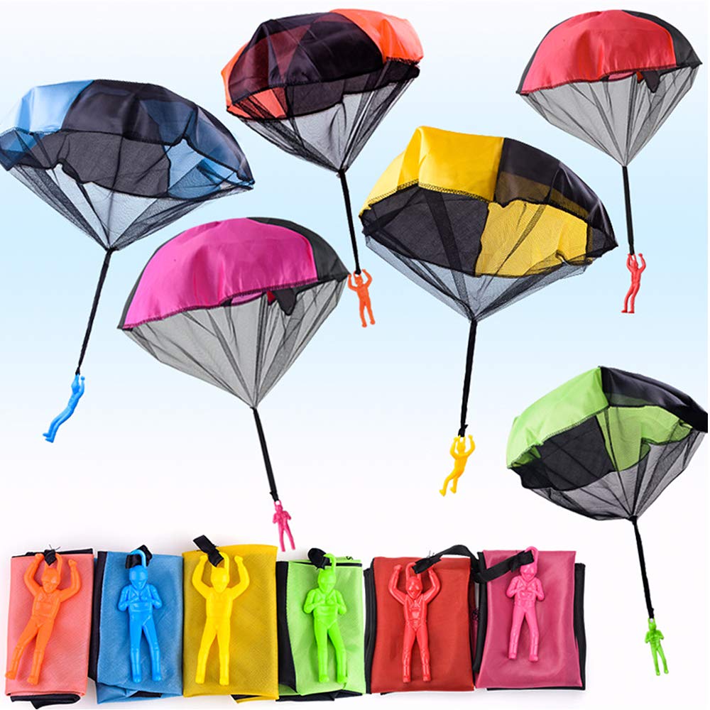 HTLNUZD 10 Pieces Parachute Toy, No Battery nor Assmbly Reauired, Hand Throw Soldiers Outdoor Games Children's Flying Toys