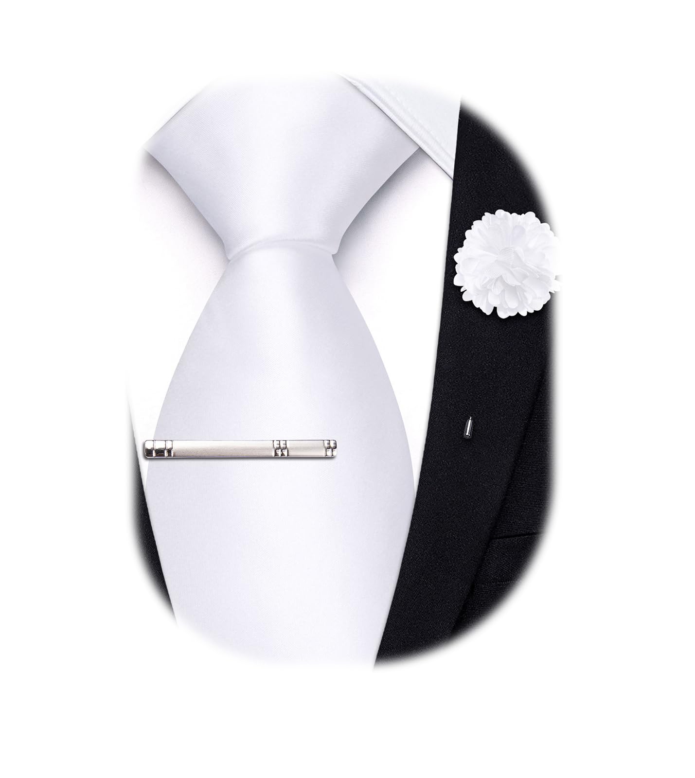 Hi-Tie Pretied Boys Ties Solid Color Kids Adjustable Necktie Lapel Pin Clip Set Age 8-12 Wedding School Graduation