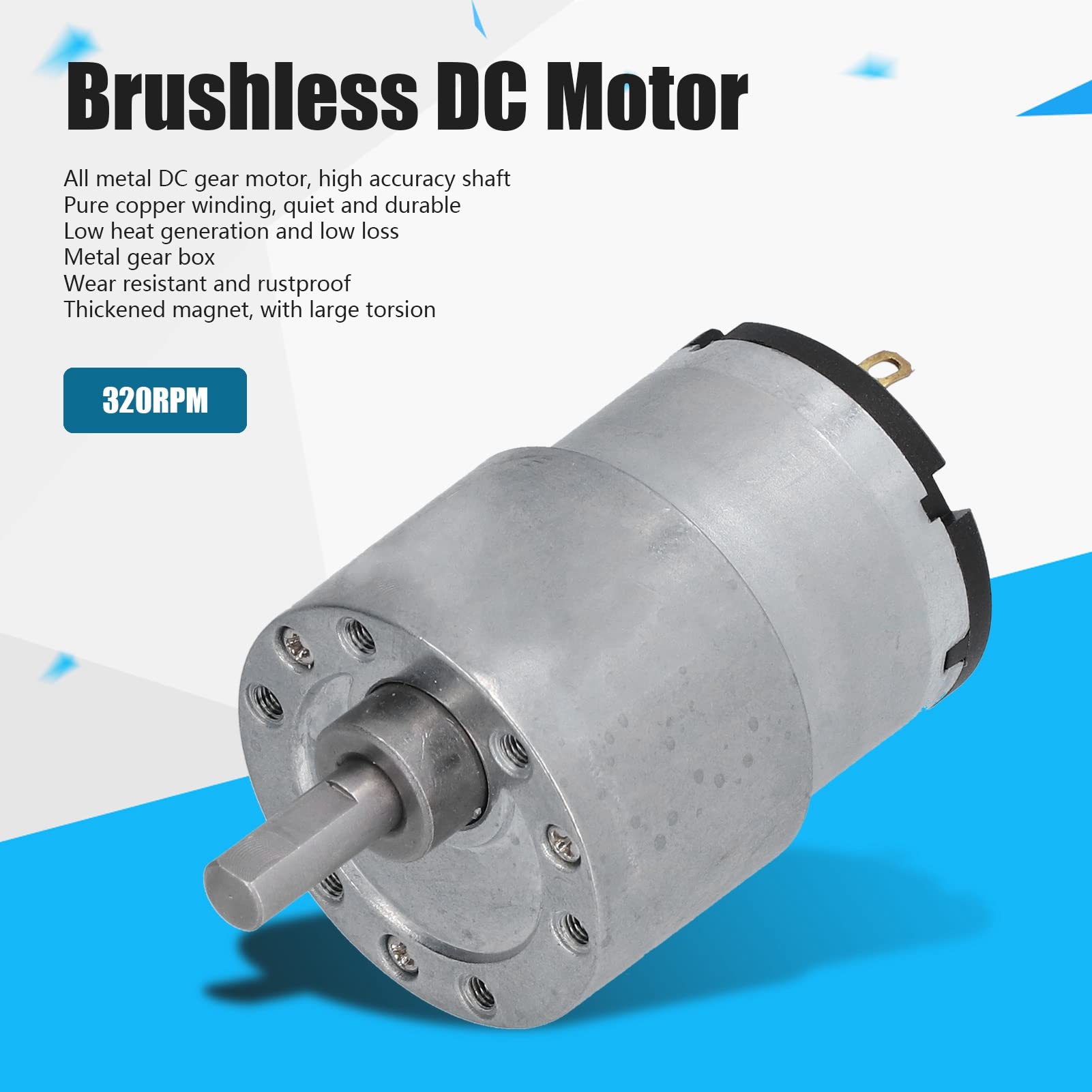 DC 12V Worm Gear Motor, Mini Geared Motor Gear Motor Speed Reduction Motor Small DC Motor with 6 mm D Shaft for Smart Home Appliances, Office Automation, Auto Parts (3)