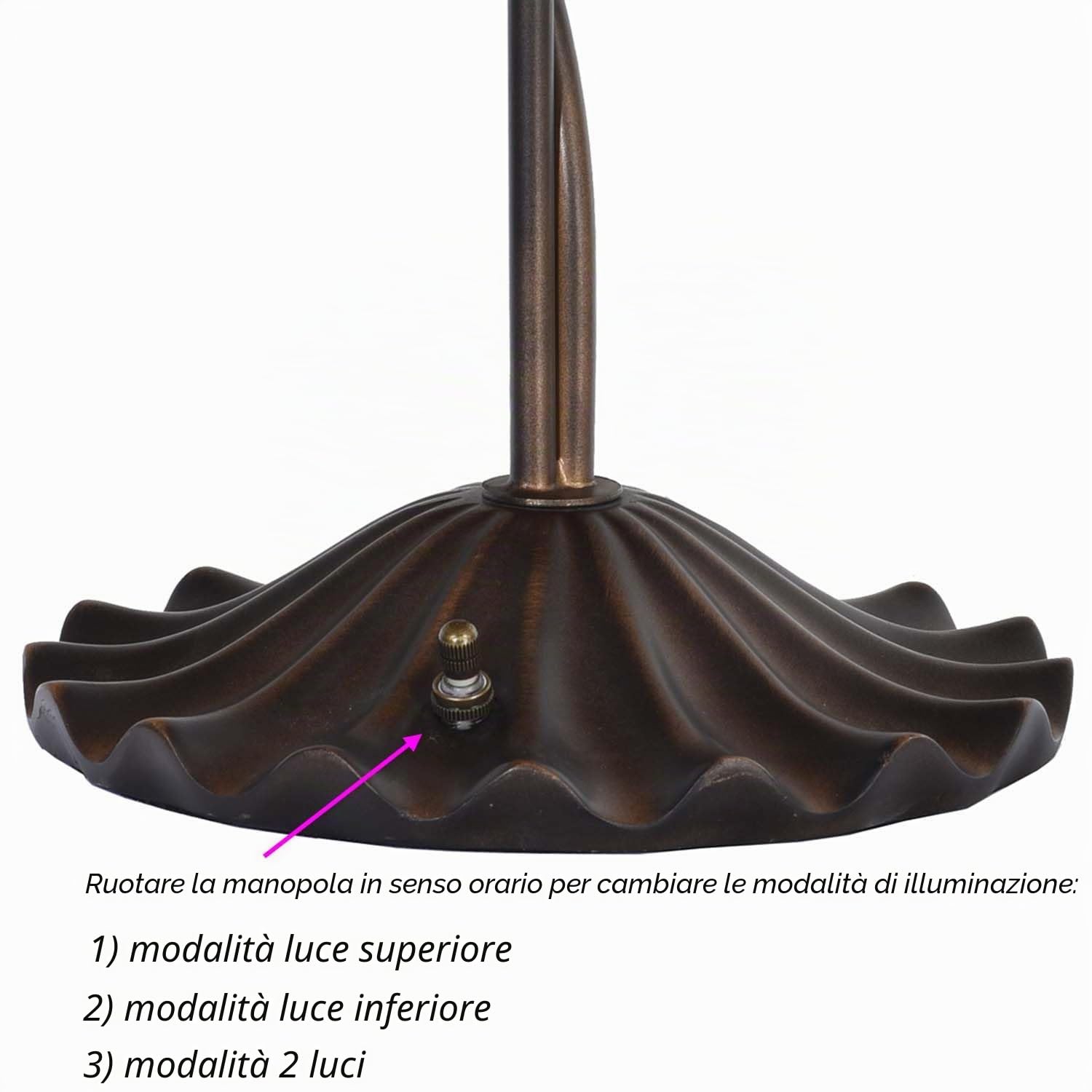 Bieye L30811 - Lampada da tavolo Flower in vetro colorato con paralume curvo a petalo largo 20,3 cm, base a foglia di ninfea, 2 luci