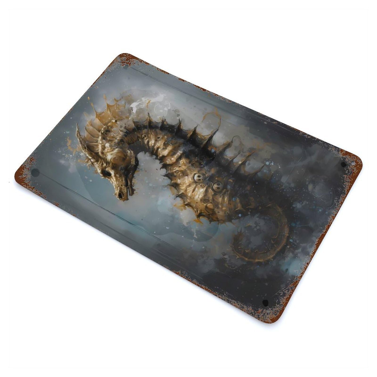 Seahorse Mythic Weathered Tin Sign 11.8"x7.9", Vintage Wall Decor for Garage, Pub Or Kitchen