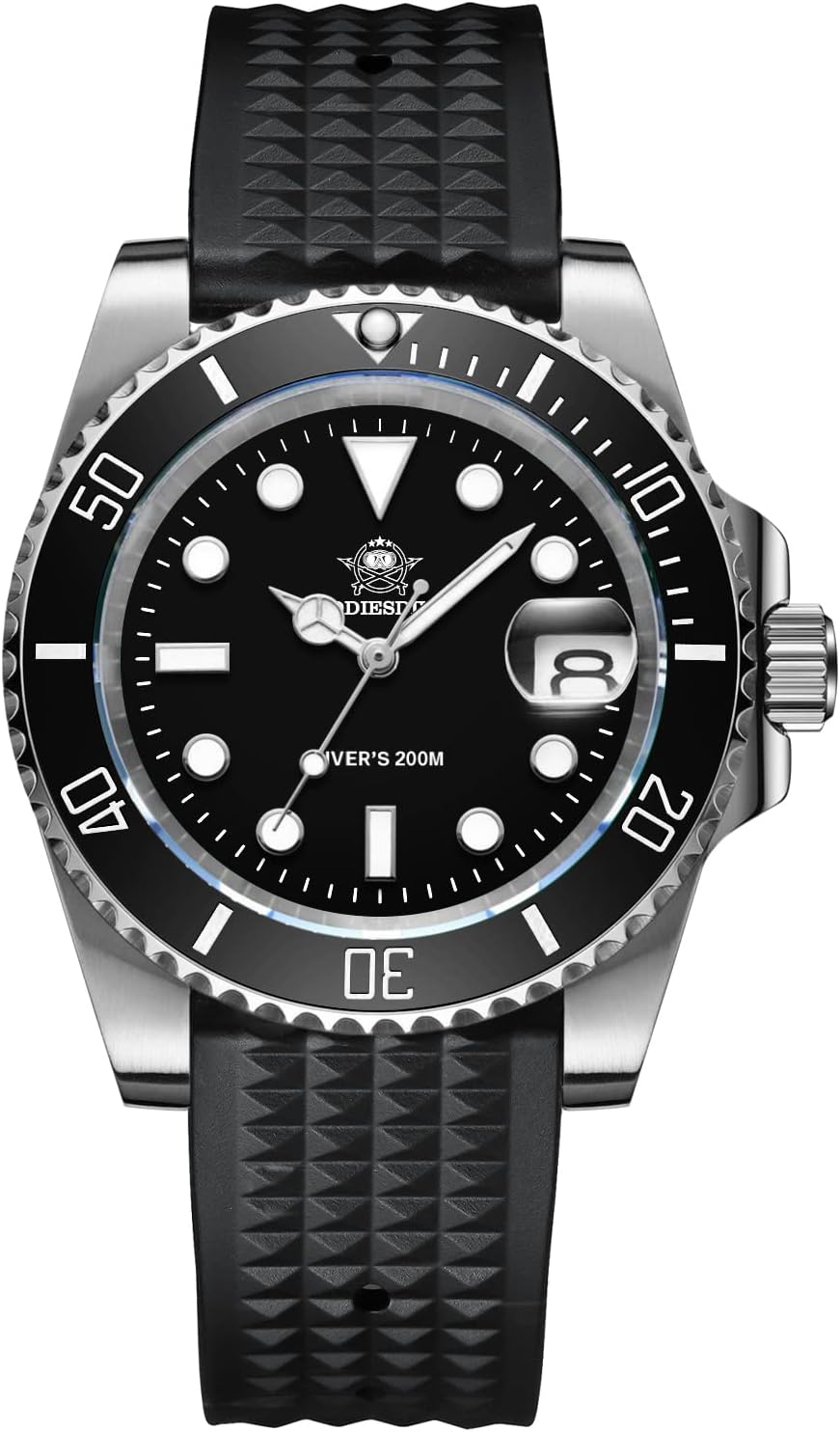 ADDIESDIVE 41 MM Mens Dive Watch Quartz Movement Watches for Men Easy to Read Dial 200 M Waterproof BGW9 Luminous Analog Orange/Red/Green/Black Gradient Dial