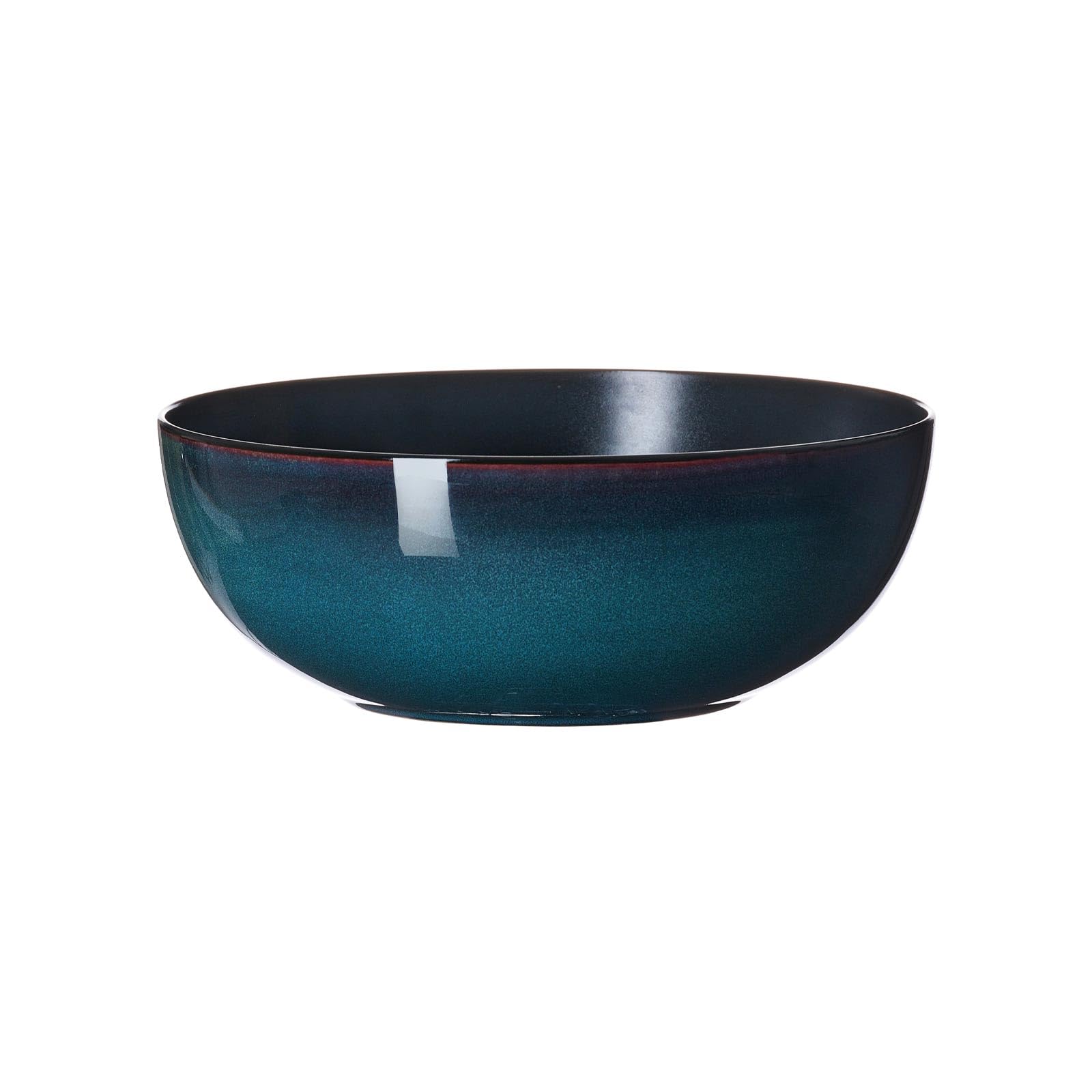 Ritzenhoff & Breker Bali Servierschale, 23 cm, Runde Schüssel mit braunem Rand, Skandinavisches Design mit Reaktivglasur, Steinzeug, Blau