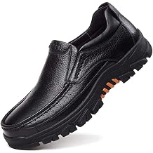 Cow Leather Fashion Genuine Shoes for Men Waterproof Comfy Non Slip Soft Slip On Casual Oxfords