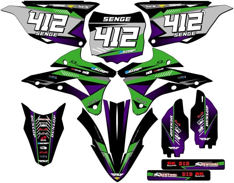 2014-2021 KX 100 SURGE Purple Senge Graphics Complete Kit Compatible with Kawasaki