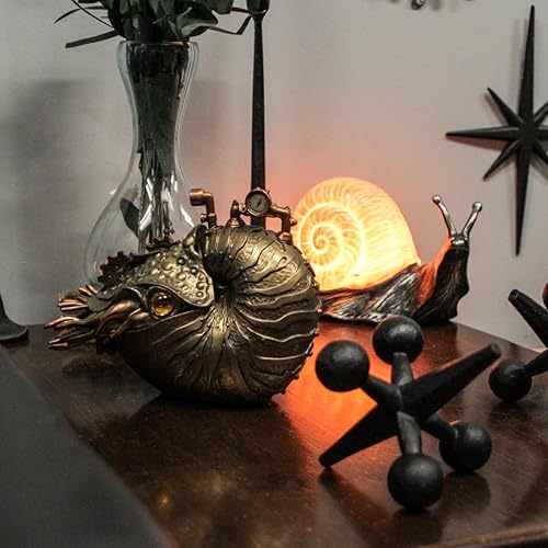 Miniatura 7 de Zeckos Estatua de mesa de decoración de fantasía de monstruo marino Steampunk con acabado de bronce/cobre, concha de nautilus, cautivadora obra