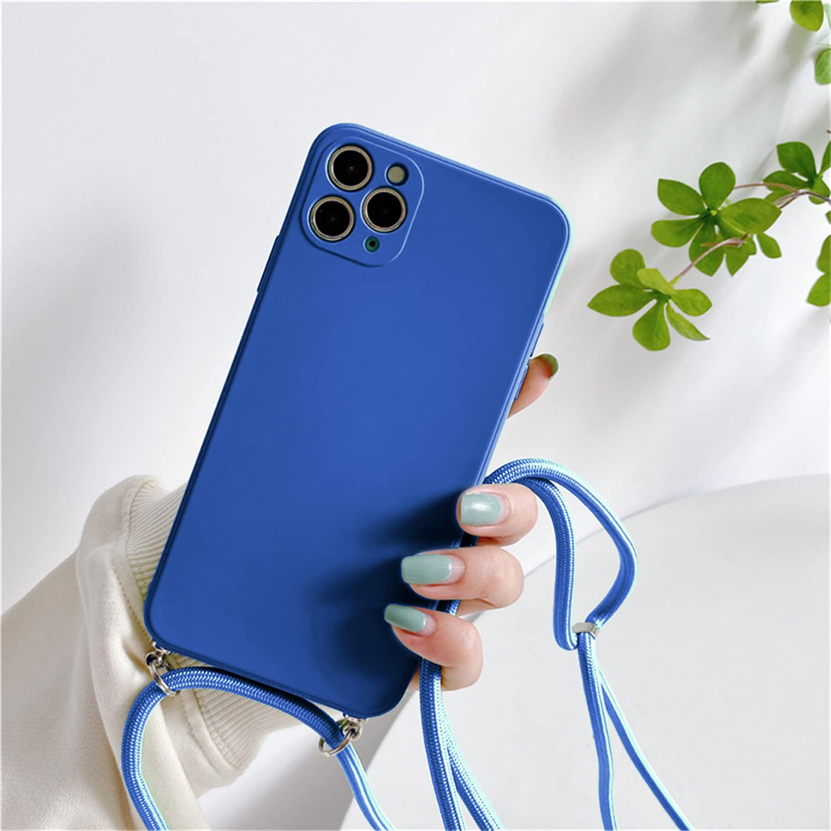 Custodia Per IPhone 12 Pro Con Cordoncino Da Collo - Silicone Liquido, Colore Erba Lilla - Compatibile Con Ricarica Wireless