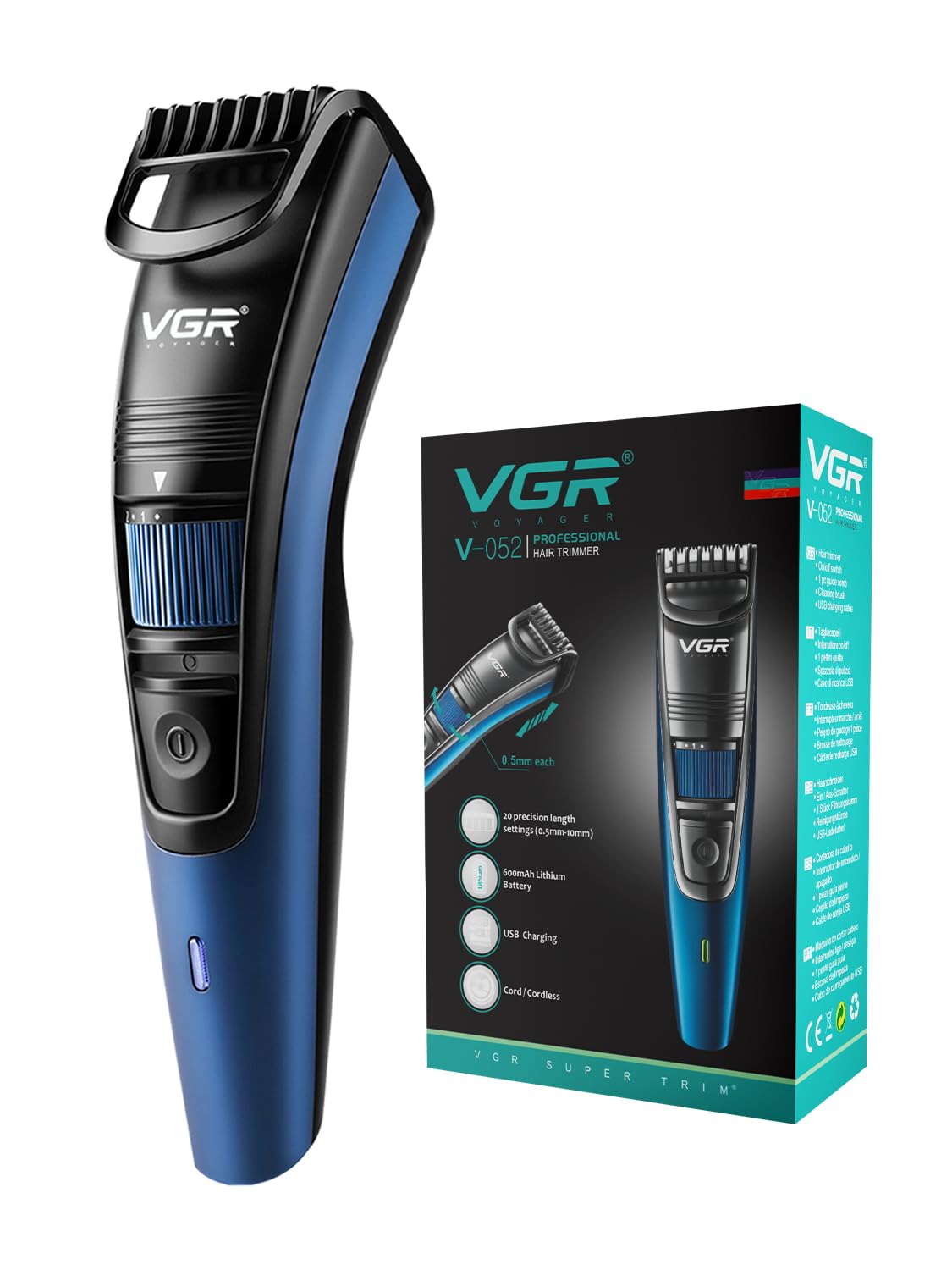 VGR V-052 Runtime: 90 min Trimmer for Men (Blue)