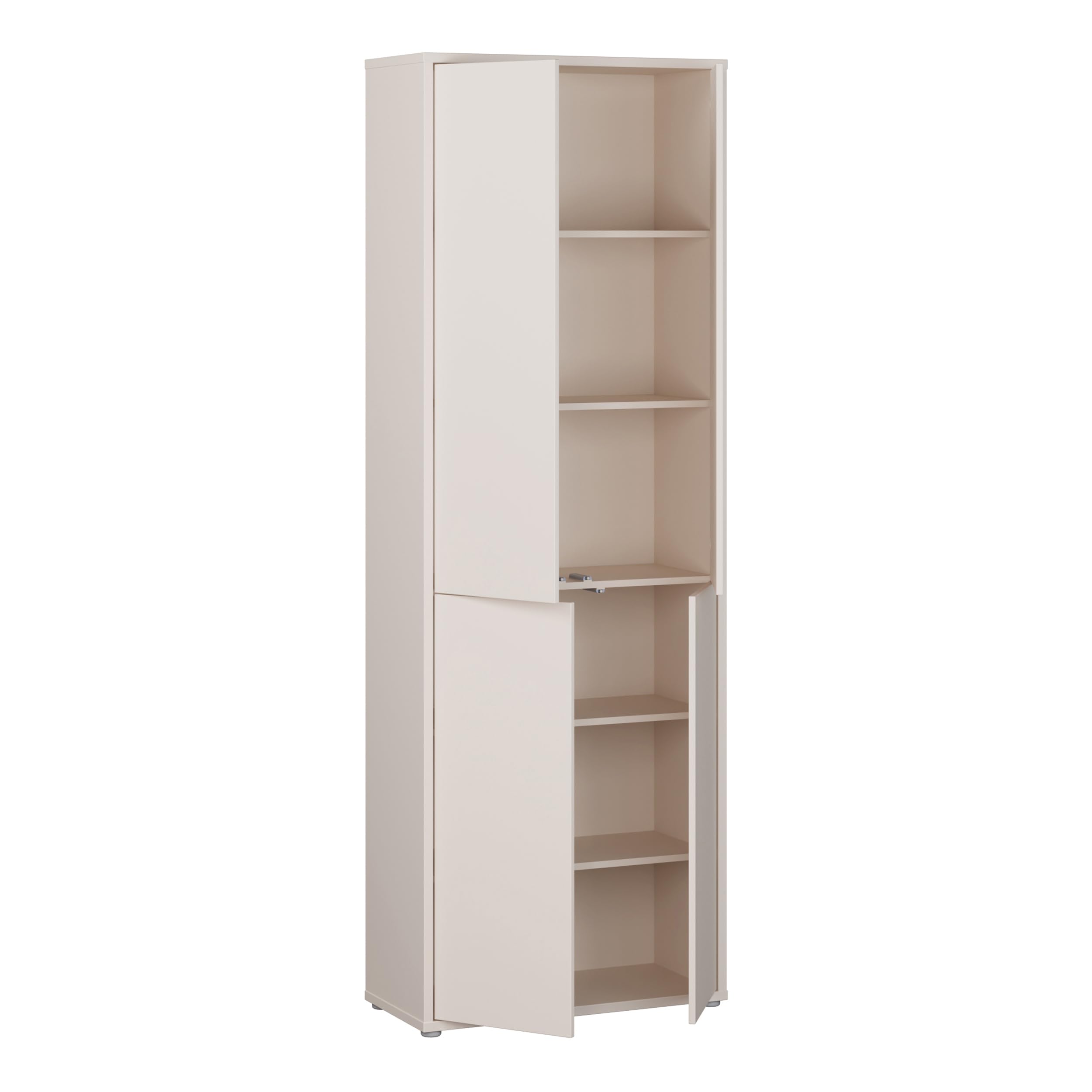 Forte Alice Springs Hochschrank 50, modern-minimalistisch, 4-türig, Wohn-/Esszimmer, Holzwerkstoff, Kaschmir Beige, 74,5 cm breit x 214,3 cm hoch x 34,9 cm tief