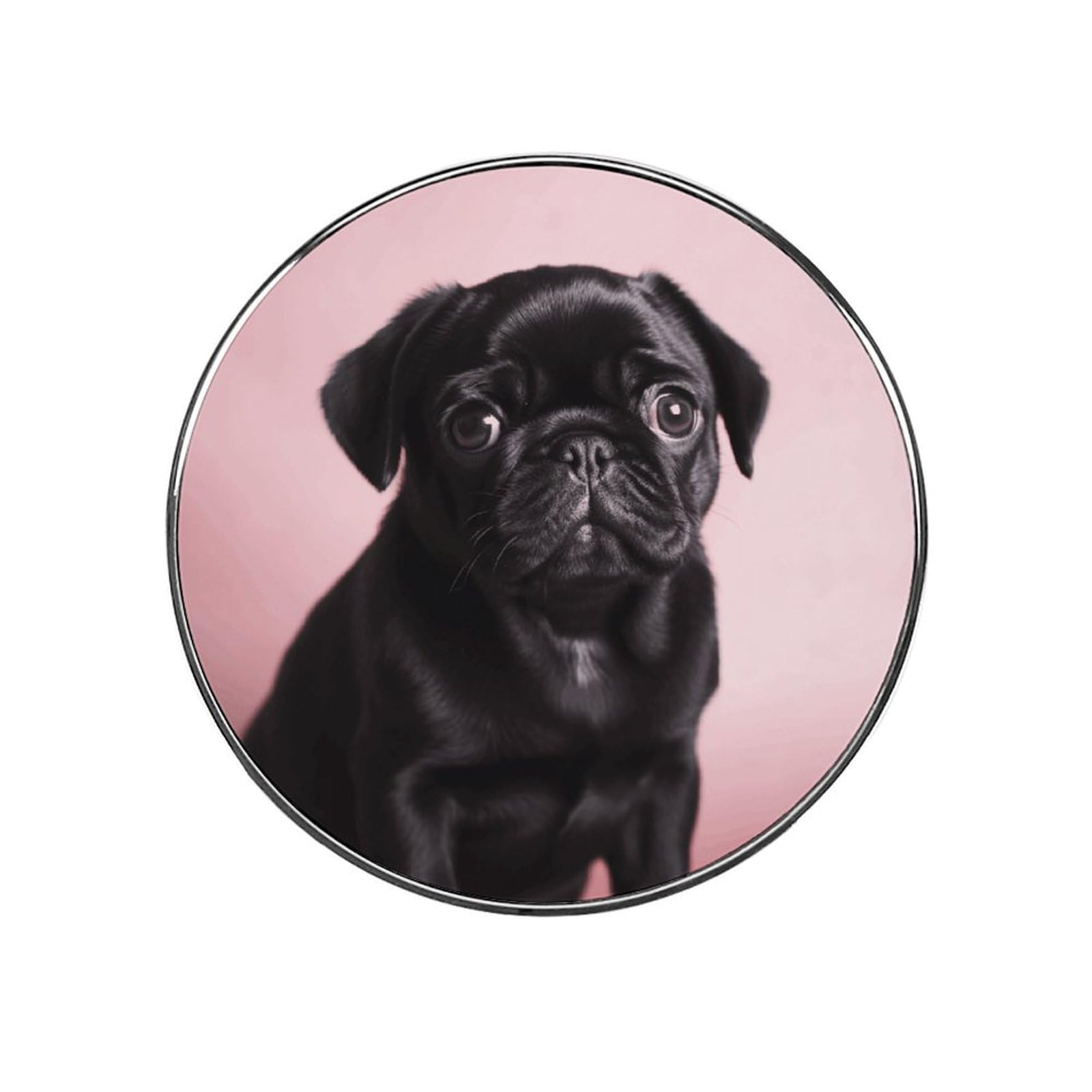 Refrigerator Magnet Cute Black Pug Printing Fridge Magnet Alloy Material,Fun Personalized Refrigerator Sticker Round Decorative Magnet for Whiteboard Kitchen Locker