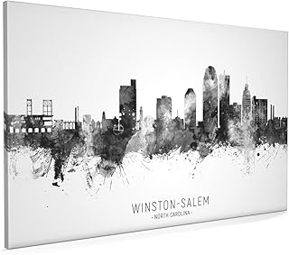 Winston-Salem North Carolina Skyline Box Canvas Print with City Name -16214